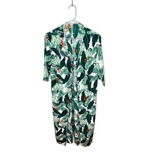 Rachel Zoe Green Palm Print Duster Kimono Longline Jacket | OS | EUC